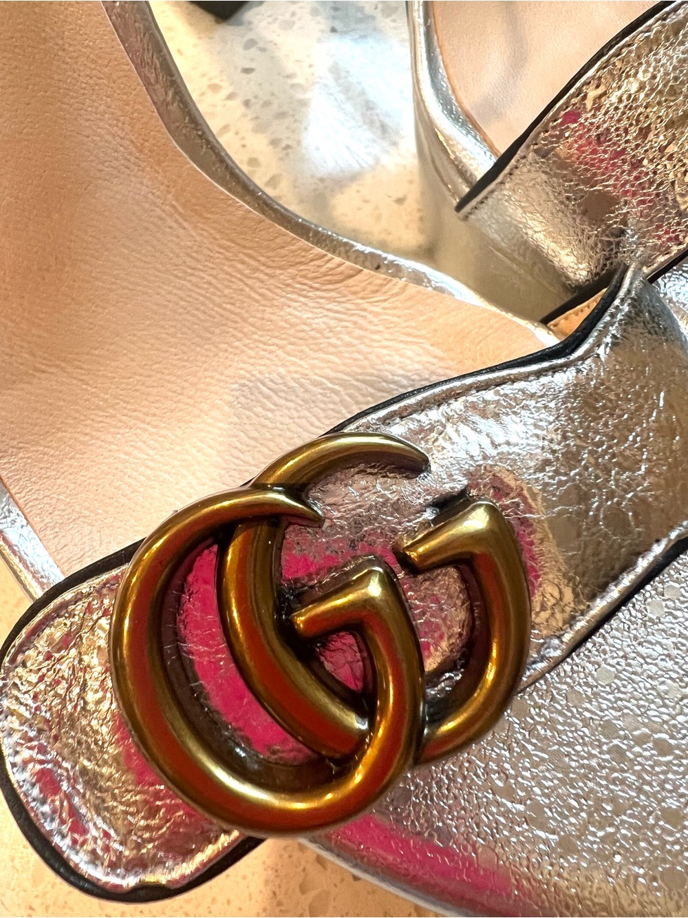 Silver platform heel sandals - Picture 6 of 9